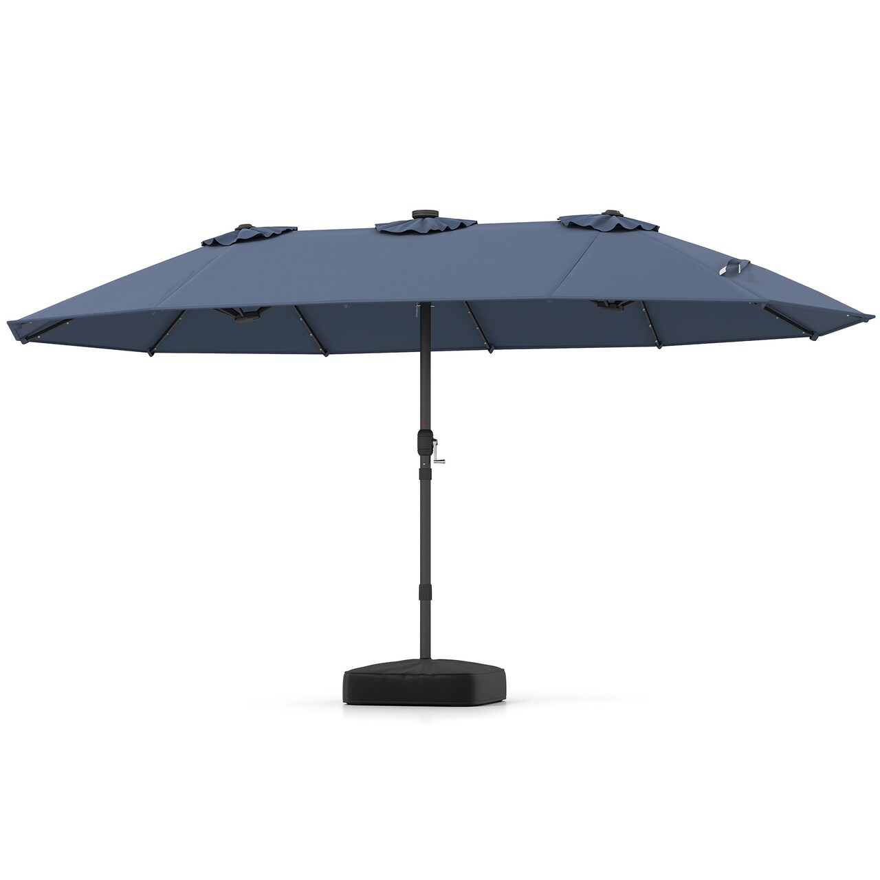 Large 15 FT Twin Outdoor Patio Umbrella with 48 Built-In Solar LED Lights